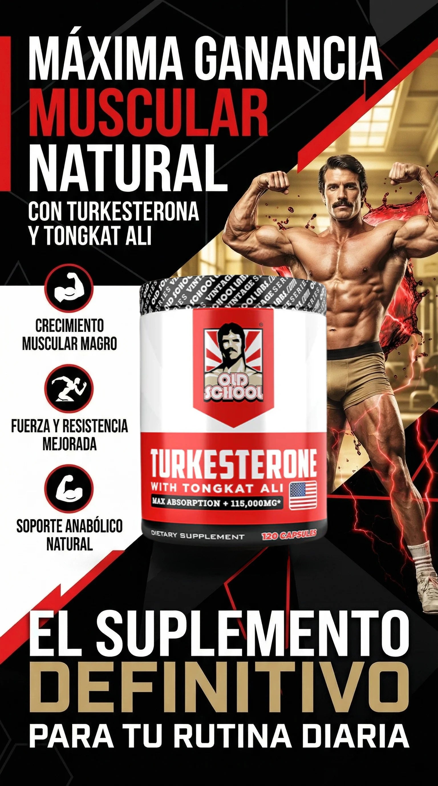 TURKESTERONE CON TONGKAT ALI 120CAPS -  ENVÍO GRATIS 💪💯 (Copia)