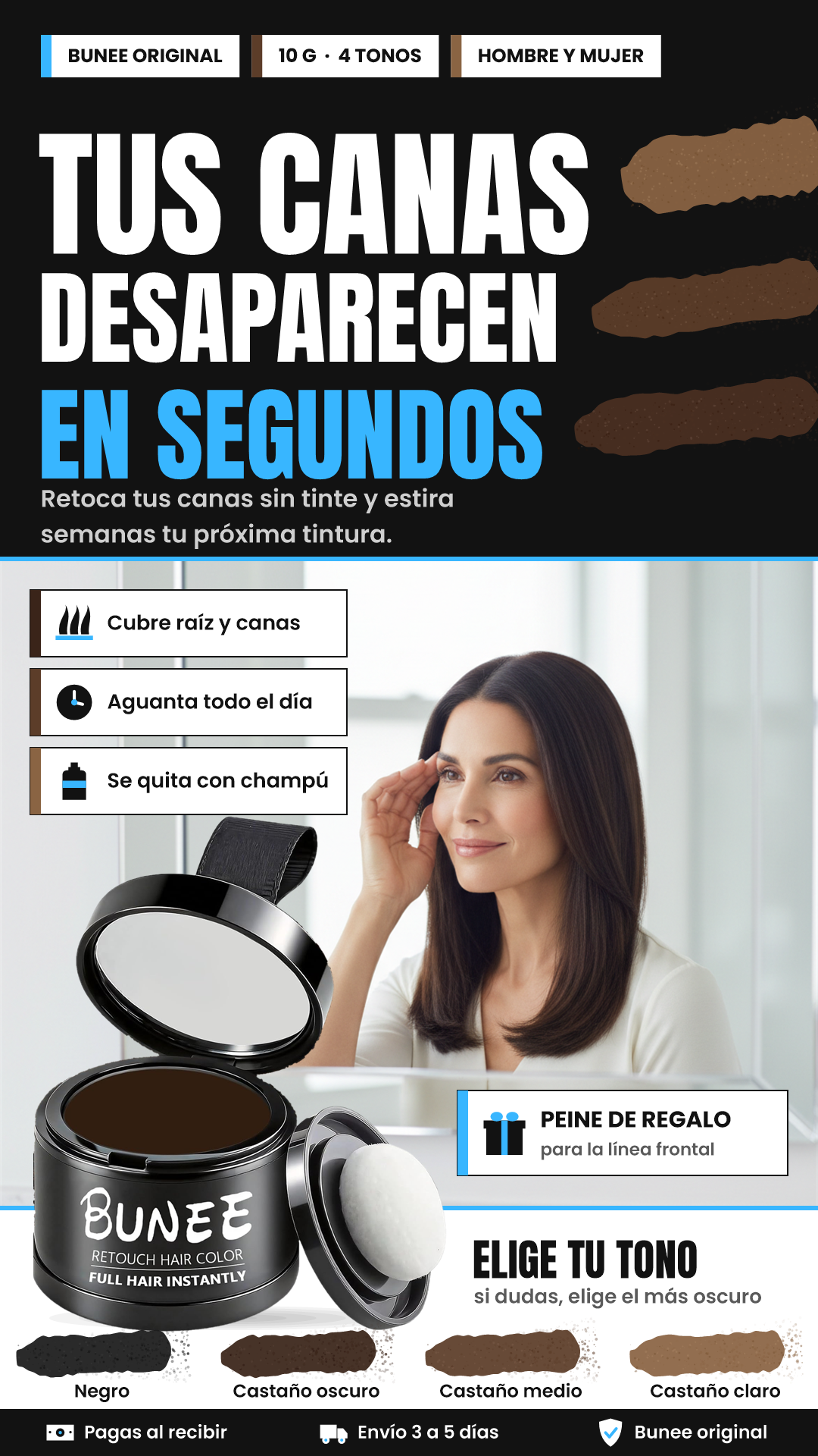 BUNEE CUBRE CANAS EN SEGUNDOS: RETOCA LA RAÍZ SIN TINTE