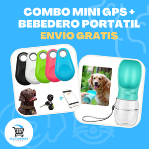 COMBO MINI GPS + BEBEDERO PORTATIL MASCOTAS - ENVÍO GRATIS 😍🚗